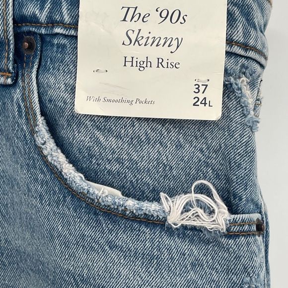 Abercrombie & Fitch 90's Skinny High Rise Jeans Distressed Plus 24 Long New - Picture 2 of 14